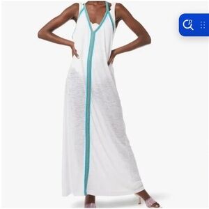 Pitusa White Cover-Up with Blue Trim